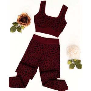 Leopard Print High-waisted Legging Matching Set Available in Sizes M & LG